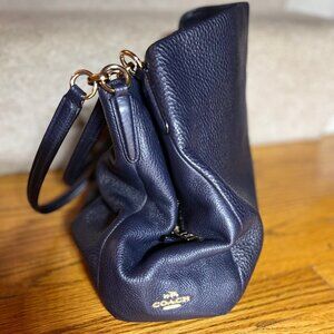 Coach Hallie Shoulder Bag Navy Pebble Leather